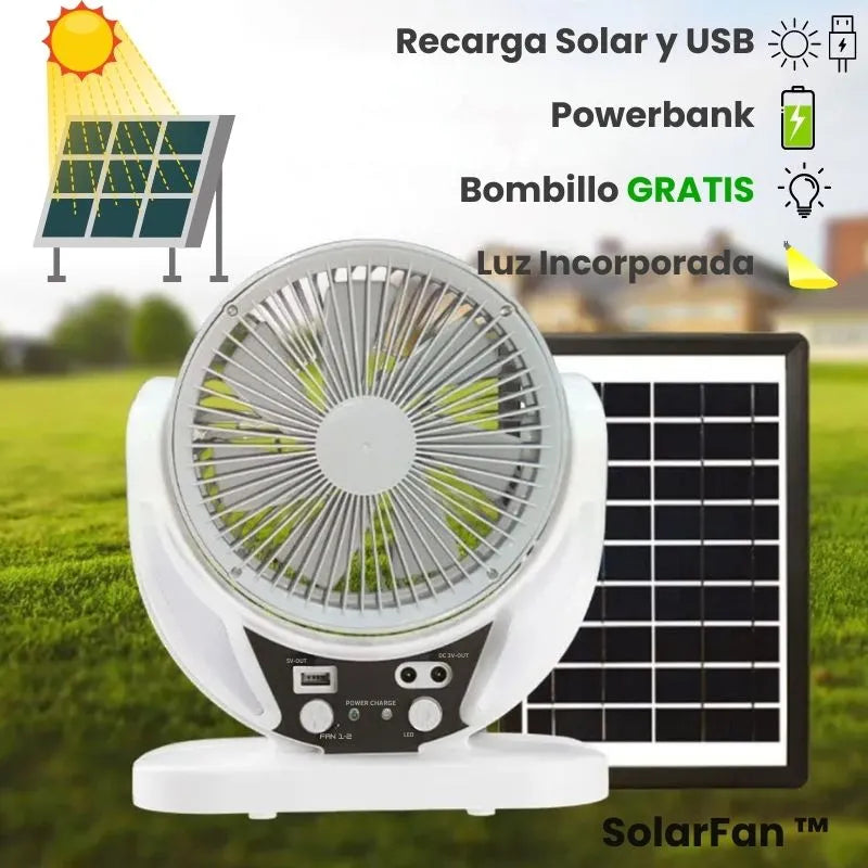 SolarFan ™ - Ventilador Solar + Iluminación + Powerbank Descuento 40%