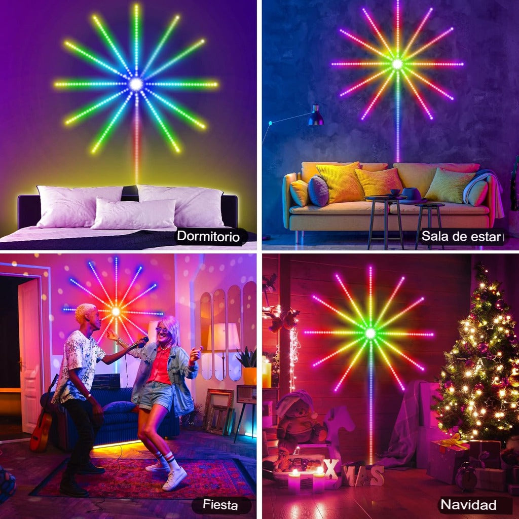 Luces Inteligentes con Sensor de Sonido - Efecto Fuegos Artificiales Firework