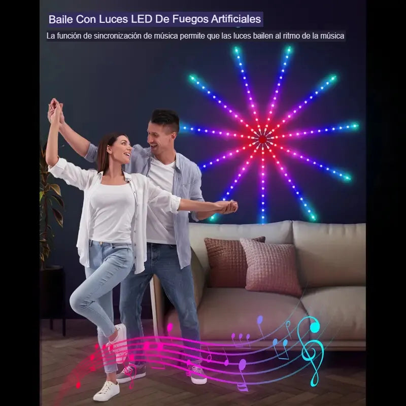 Luces Inteligentes con Sensor de Sonido - Efecto Fuegos Artificiales Firework