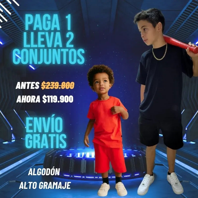 Conjunto bermuda y camiseta niños, Paga 1 Lleva 2 $119.900