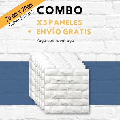 BrickWall - Panel adhesivo 3D 70X70 - Combo X 5 unidades